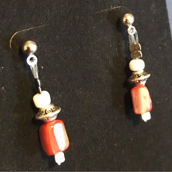 New Handmade Child’s Jewelry Set- Necklace, Bracelet & Earrings, Coral / Ivory - Picture 6 of 7